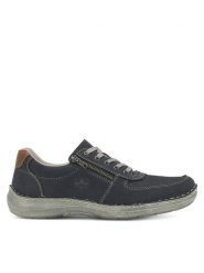 Rieker Półbuty 03030-14 Granatowy. Niebieskie eleganckie półbuty Rieker, bez wzorów, z materiału, bez obcasa, bez zapięcia. Za 259.99 zł.