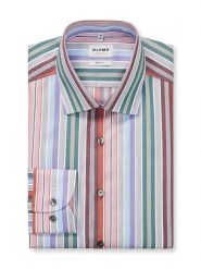 OLYMP Koszula "Level 5" - Body fit - ze wzorem rozmiar: 42. Koszule Olymp, bez wzorów, z bawełny, bez kołnierzyka, bez ramiączek. Za 122.09 zł.