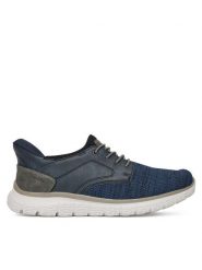 Rieker Sneakersy B6658-14 Granatowy. Niebieskie buty sportowe casual Rieker, bez wzorów, z materiału, bez zapięcia. Za 349.99 zł.
