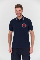 AERONAUTICA MILITARE Granatowa koszulka Polo M.C. Niebieskie koszulki polo Aeronautica Militare, l, bez wzorów, bez kołnierzyka, bez ramiączek. W wyprzedaży za 269.99 zł.