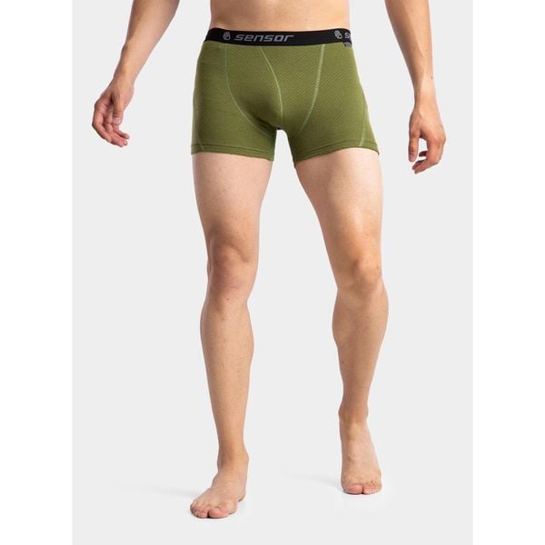 Bokserki termoaktywne męskie Sensor Merino DF Boxers. Zielone bielizna termoaktywna Sensor, m, bez wzorów, bez ramiączek. Za 130.99 zł.