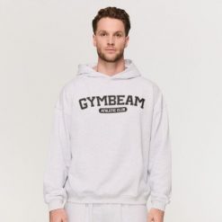 Bluza męska fitness z kapturem szara Varsity. Szare bluzy z kapturem GYMBEAM, m, bez wzorów, z bawełny, z kapturem. Za 139.90 zł.