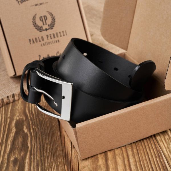 Pasek męski 100 cm czarny PAOLO PERUZZI PG-05-BLS-100. Czarne paski Paolo Peruzzi, bez wzorów, z jeansu, eleganckie. Za 59.00 zł.