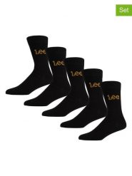 LEE Underwear Skarpety (5 par) "Drew" w kolorze czarnym rozmiar: 40-42. Czarne skarpety LEE Underwear, bez wzorów. Za 28.38 zł.