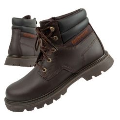 Buty zimowe Caterpillar Quadrate P723803 brązowe. Brązowe botki sznurowane na jesień, bez wzorów, z materiału, przed kolano, bez obcasa, bez zapięcia. Za 588.17 zł.