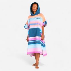 Ponczo plażowe Decathlon 500 Sunset. Czerwone szlafroki Decathlon, m, bez wzorów, z bawełny, bez ramiączek, z kapturem. Za 149.99 zł.