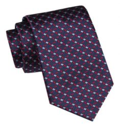Modny Krawat Męski - Alties - Geometryczny Wzór, Granat z Czerwienią. Czerwone krawaty i muchy Alties, bez wzorów, z tkaniny. Za 49.00 zł.