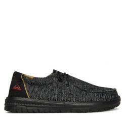 Półbuty Quiksilver. Czarne eleganckie półbuty Quiksilver, bez wzorów, bez obcasa, bez zapięcia. Za 179.99 zł.