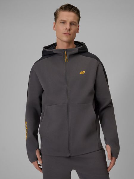 4F Bluza dresowa regular z kapturem męska - szara L. Szare bluzy 4F, l, bez wzorów, z dresówki, z kapturem. Za 199.99 zł.