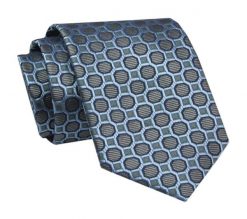 Elegancki, Klasyczny, Męski Krawat -ALTIES - Stalowo Niebieski, Regularny Wzór. Niebieskie krawaty i muchy Alties, bez wzorów, z tkaniny. Za 49.00 zł.