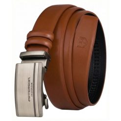 Skórzany pasek męski w jasnobrązowym kolorze z automatyczną klamrą Peterson PTN A006-AB TAN. Brązowe paski Peterson, bez wzorów, ze skóry, eleganckie. Za 59.99 zł.