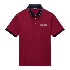 Koszulka polo męska Napapijri E-Zeri. Czerwone koszulki polo sportowe Napapijri, l, bez wzorów, bez kołnierzyka, bez ramiączek. Za 189.99 zł.