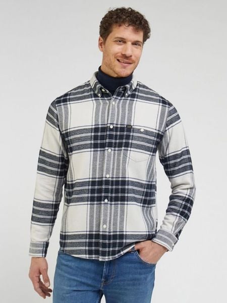 Lee Koszula - Regular fit - w kolorze granatowo-białym rozmiar: XL. Białe koszule Lee, xl, bez wzorów, z bawełny, bez kołnierzyka, bez ramiączek. Za 109.00 zł.
