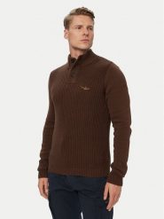 Aeronautica Militare Sweter 262MA1572UL00409 Brązowy Regular Fit. Brązowe swetry rozpinane Aeronautica Militare, m, bez wzorów, z bawełny, bez kołnierzyka, bez ramiączek. Za 664.99 zł.