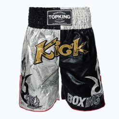 Spodenki treningowe Top King Kickboxing. Czarne krótkie spodenki sportowe TOP KING, l, bez wzorów, z materiału. Za 419.99 zł.
