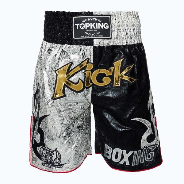 Spodenki treningowe Top King Kickboxing. Czarne krótkie spodenki sportowe TOP KING, l, bez wzorów, z materiału. Za 419.99 zł.