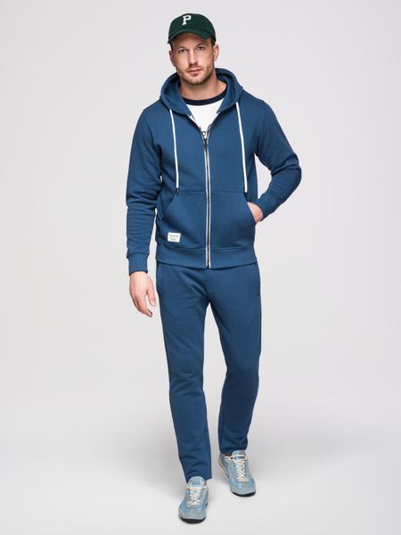 Komplet dresowy męski set bluza rozpinana z kapturem + spodnie z prosta nogawką - ciemnoniebieski V4 - Rozmiar: M. Niebieskie bluzy z kapturem Ombre Clothing, m, z aplikacjami, z bawełny, z kapturem. Za 339.99 zł.