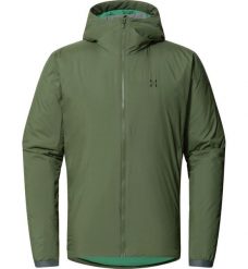 Kurtka ocieplana męska Mimic Alert Hood. Zielone kurtki Haglöfs, l, bez wzorów, z puchu, bez kaptura. Za 495.00 zł.