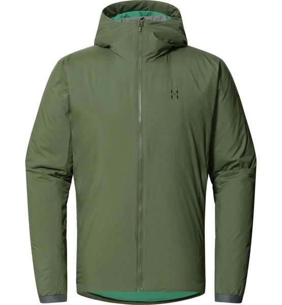 Kurtka ocieplana męska Mimic Alert Hood. Zielone kurtki Haglöfs, l, bez wzorów, z puchu, bez kaptura. Za 495.00 zł.