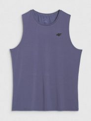 4F Top sportowy w kolorze niebieskim rozmiar: XL. Niebieskie t-shirty sportowe 4F, bez wzorów, z materiału, bez ramiączek, outdoorowe. Za 39.45 zł.