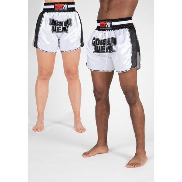 Piru Muay Thai Szorty - Biały/Czarny. Białe szorty GORILLA WEAR, l, bez wzorów, sportowe. Za 244.00 zł.