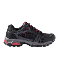 Czarne buty trekkingowe Big Star MM174285. Czarne trekkingi bez wzorów, z okrągłym noskiem, bez zapięcia. Za 306.49 zł.