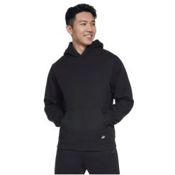 Bluza dresowa sportowa męska Max Soft Hoodie. Czarne bluzy bez kaptura Skechers, l, bez wzorów, z bawełny, bez kaptura. Za 299.99 zł.
