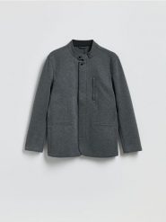 Marynarka ze stójką - ciemnoszary. Szare garnitury Reserved, l, bez wzorów, z bawełny. Za 279.99 zł.