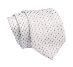 Klasyczny Krawat, Szaro-Różowy w Drobny Wzór Geometryczny, Męski, 7cm -Angelo di Monti. Czerwone krawaty i muchy Angelo di Monti, bez wzorów, z tkaniny. Za 45.00 zł.