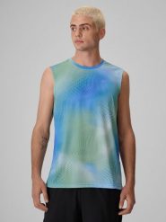4F Koszulka tenisowa regular szybkoschnąca męska - zielona S. Zielone t-shirty 4F, l, bez wzorów, z materiału, bez kołnierzyka, bez ramiączek. Za 99.99 zł.