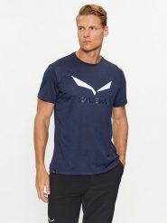 Salewa Koszulka techniczna Solidlogo Dry 27018 Granatowy Regular Fit. Niebieskie t-shirty sportowe Salewa, bez wzorów, z syntetyku, bez ramiączek, trekkingowe. Za 129.99 zł.