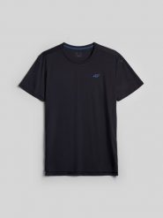 4F Koszulka trenignowa regular szybkoschnąca męska - granatowa S. Niebieskie t-shirty 4F, m, bez wzorów, bez kołnierzyka, bez ramiączek. Za 129.99 zł.