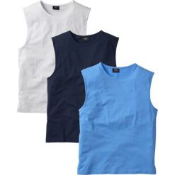 Shirt bez rękawów (3 szt.) bonprix niebieski + biały + ciemnoniebieski. Bezrękawniki marki bonprix. Za 53.97 zł.