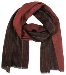 Ceglany Elegancki Szalik Firmy V.Fraas - Cashmink - Bordowy, w Drobną Kratkę, Dwustronny. Czerwone szaliki V. Fraas, bez wzorów, z materiału. Za 59.00 zł.