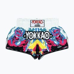 Spodenki treningowe męskie YOKKAO Tiger Family Muay Thai. Białe krótkie spodenki sportowe YOKKAO, l, bez wzorów, z materiału. Za 289.99 zł.