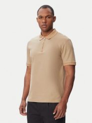 BOSS Polo H-Pei 88 50565320 Beżowy Regular Fit. Brązowe koszulki polo Boss, m, bez wzorów, z bawełny, bez kołnierzyka, bez ramiączek. Za 629.99 zł.