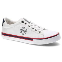 Trampki męskie Big Star, z tekstylną cholewką sznurowaniem na metalowych oczkach i gumowym noskiem, białe, JJ174134. Białe trampki BIG STAR, m, bez wzorów, bez zapięcia. Za 149.00 zł.