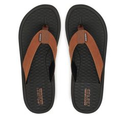 Japonki Skechers. Brązowe japonki Skechers, bez wzorów. Za 119.99 zł.