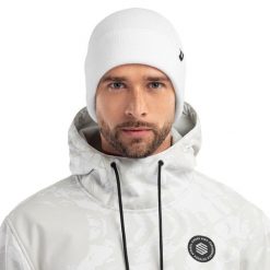 Czapka zimowa beanie męska Snowflake. Białe czapki zimowe SIROKO, bez wzorów, z tkaniny. W wyprzedaży za 84.00 zł.