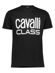 Cavalli CLASS Koszulka w kolorze czarnym rozmiar: M. Czarne bezrękawniki Cavalli Class, m, bez wzorów, z bawełny, bez kołnierzyka, bez ramiączek. Za 110.55 zł.