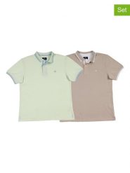 The Time of Bocha Koszulki polo (2 szt.) w kolorze beżowym i zielonym rozmiar: L. Brązowe koszulki polo The Time of Bocha, l, bez wzorów, z bawełny, bez kołnierzyka, bez ramiączek. Za 165.99 zł.