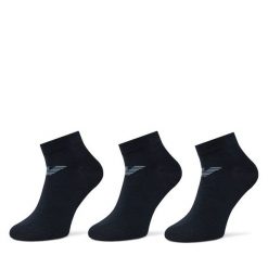 Zestaw 3 par niskich skarpet męskich Emporio Armani. Niebieskie skarpety Emporio Armani, bez wzorów. Za 89.99 zł.