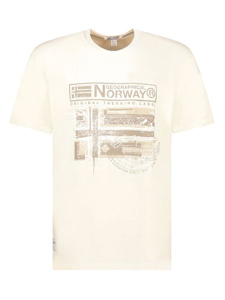 Geographical Norway Koszulka "Jegory" w kolorze kremowym rozmiar: 3XL. Brązowe bezrękawniki Geographical Norway, xl, bez wzorów, z bawełny, bez kołnierzyka, bez ramiączek. Za 60.95 zł.