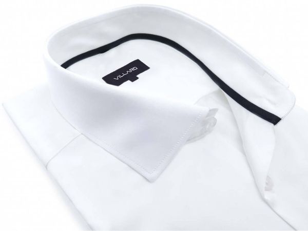 Biała elastyczna koszula męska z długim rękawem 007. Białe koszule Mmer / Villaro - Koszule męskie, m, bez wzorów, z bawełny, bez kołnierzyka, bez ramiączek. W wyprzedaży za 198.00 zł.