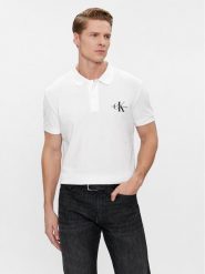 Calvin Klein Jeans Polo J30J323395 Biały Regular Fit. Białe koszulki polo Calvin Klein Jeans, m, bez wzorów, z bawełny, bez kołnierzyka, bez ramiączek. Za 169.99 zł.