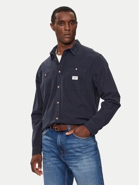 Guess Jeans Koszula M4YH37 WGCF1 Granatowy Regular Fit. Niebieskie koszule Guess Jeans, l, z aplikacjami, z bawełny, bez kołnierzyka, bez ramiączek. Za 239.99 zł.