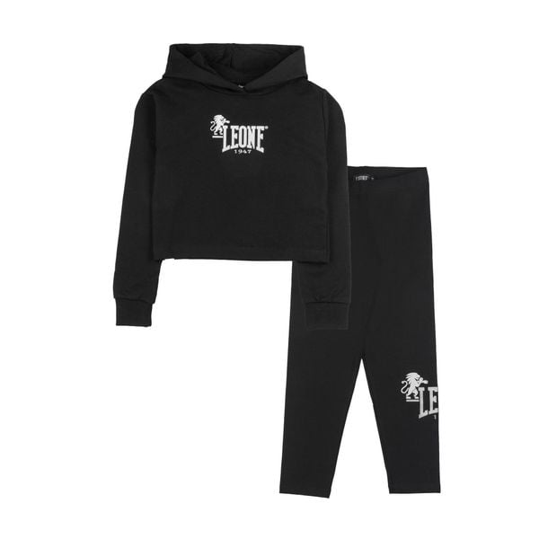 Zestaw zimowy Leone 1947 Lavender Mädchen, bluza z kapturem i legginsy. Czarne bluzy z kapturem LEONE 1947 APPAREL, na zimę, m, bez wzorów, z bawełny, z kapturem. W wyprzedaży za 117.88 zł.
