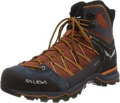 Buty trekkingowe męskie Salewa MS Mtn Trainer Lite Mid Gtx. Brązowe buty turystyczne Salewa, bez wzorów, z materiału, za kostkę, bez zapięcia, trekkingowe. Za 875.50 zł.