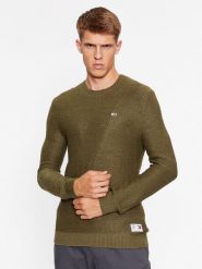 Tommy Jeans Sweter DM0DM15060 Zielony Regular Fit. Zielone swetry rozpinane Tommy Jeans, m, bez wzorów, z jeansu, bez kołnierzyka, bez ramiączek. Za 239.99 zł.