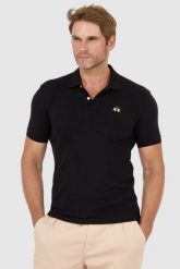 LA MARTINA Czarna koszulka polo z małym logo. Czarne koszulki polo La Martina, l, bez wzorów, bez kołnierzyka, bez ramiączek. W wyprzedaży za 309.99 zł.